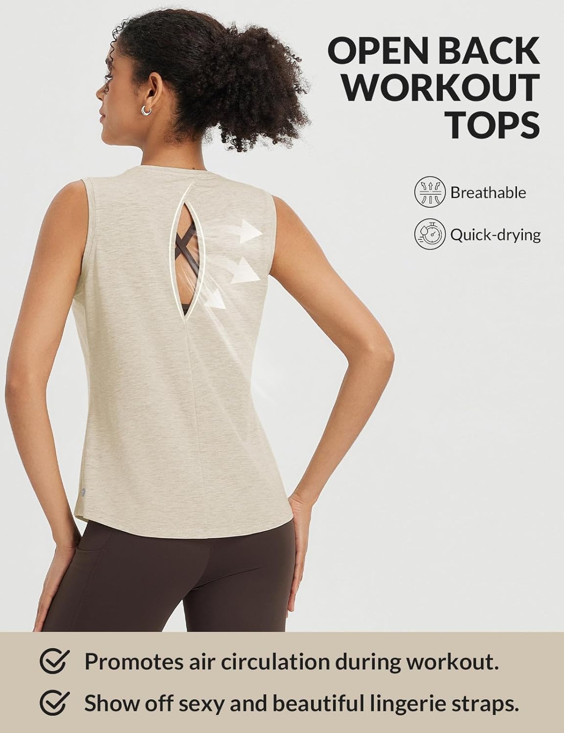 Baleaf Women's High Neck Open Back Yoga Tank Top - Loose Fit Athletic Gym Shirt