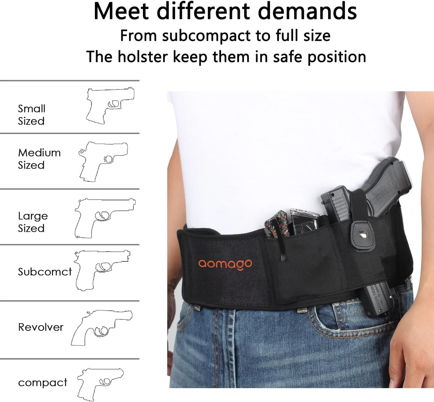Skiennix Belly Band Holster - Comfortable Neoprene Gun Holster for Glock, Smith & Wesson, Taurus | Fits Most Pistols & Revolvers