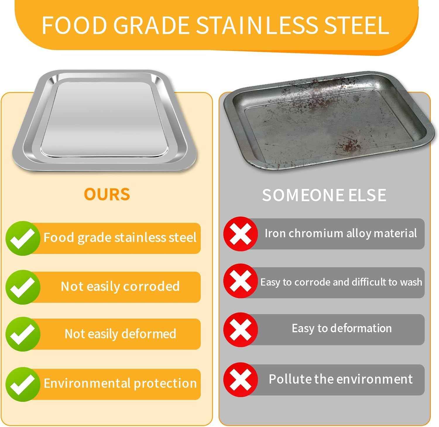 GWBSXM Air Fryer Grill Pan for Emeril Lagasse 26 QT Extra Large Air Fryer, 12.5''×11.3'' Stainless Steel Air Fryer Tray Accessories Grill Plate Crisper Plate Replacement Parts Rack