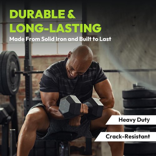 HANDBODE Hex Dumbbell Set - 300-840 lb Rubber Coated Weights with Heavy Duty Rack | Home Gym Strength Training Equipment