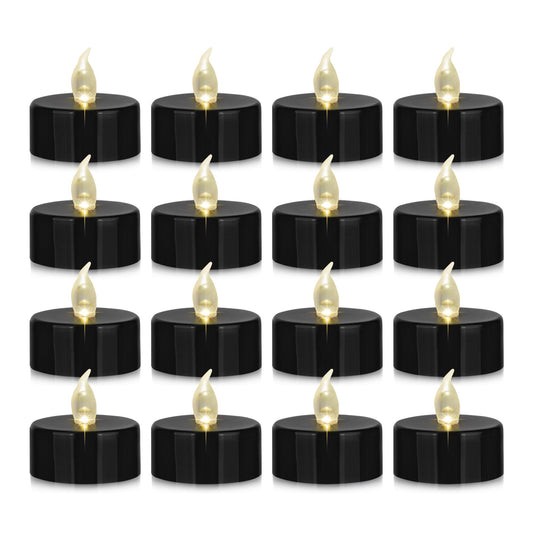 Nancia 24PACK Flameless LED Tea Lights Candles, Realistic and Bright Flickering Long Lasting 200Hours Battery-Powered, Ideal Party, Wedding, Birthday, Gifts Home Decoration Black