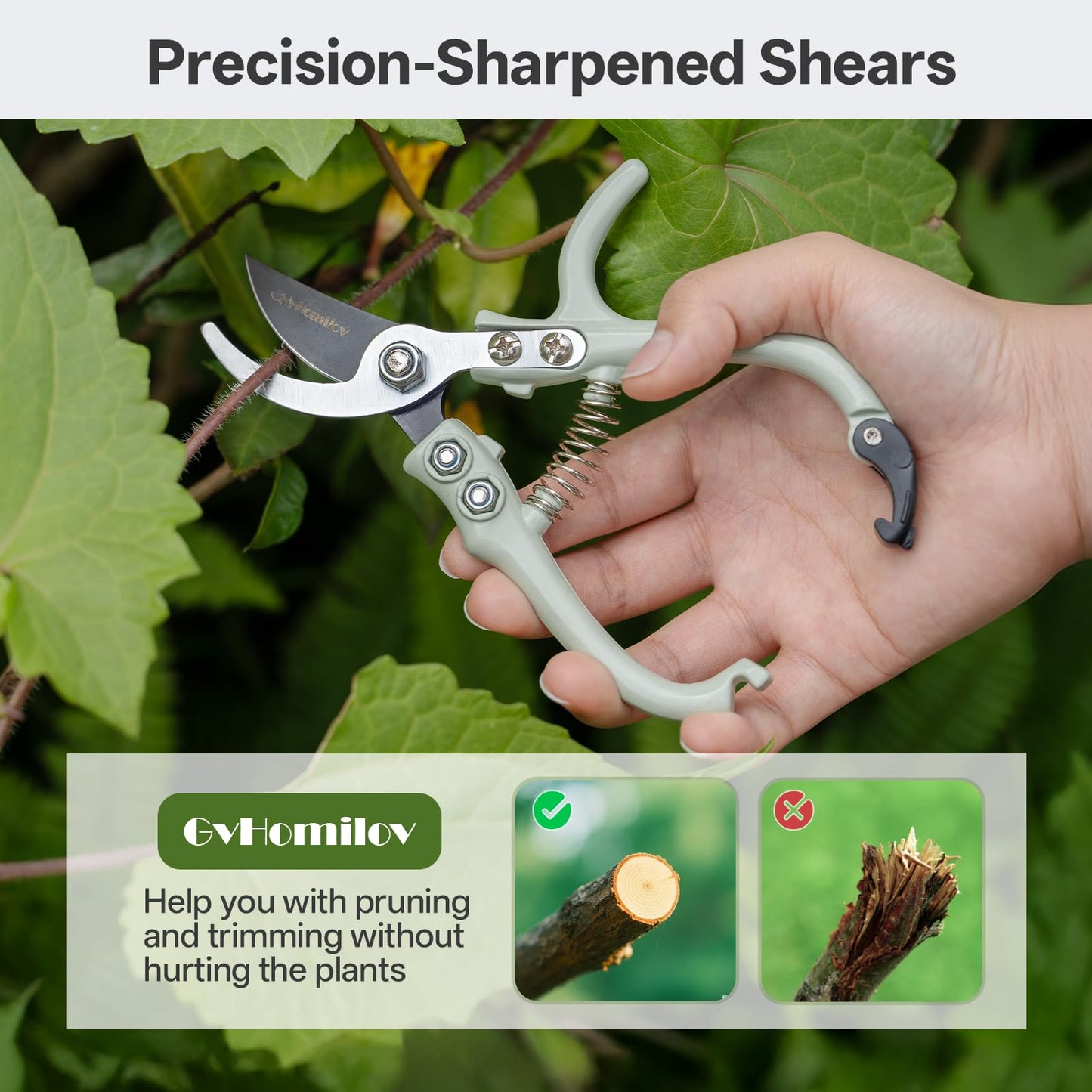 Pruning Shears for Gardening,Lightweight Plant Shears,Q-Shaped Garden Scissors for Cutting Flowers，Pruners for Tree Trimming,Indoor Plant Scissors for Women