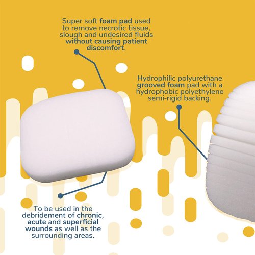 Swift-Prep Wound Debridement Pad - 10cm x 10cm - Pack of 5 - Super Soft - Fibre Free - Highly Absorbent - Non-Adhesive - Foam Dressing