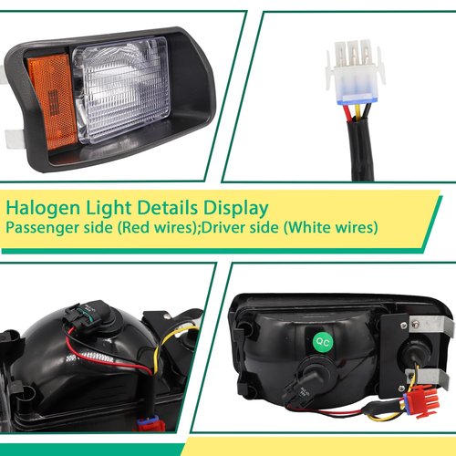 FIXHAWK Club Car DS Halogen Headlights for Club Car DS & Turf & Carryall 1993-Up Golf Cart,Passenger and Driver Side Factory Style OEM# 101988002, 101988001,Replace12V Head Lights Kit Assembly