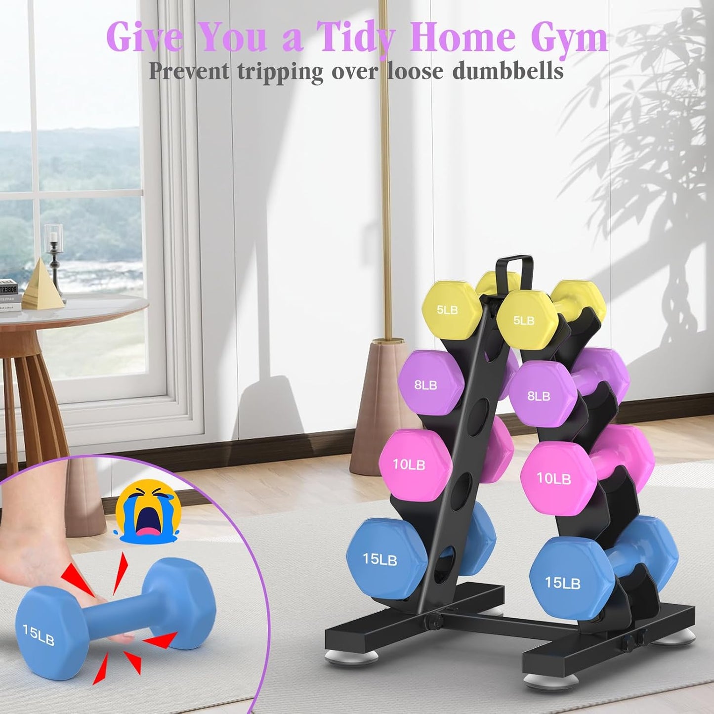TomCare 6-Tier Dumbbell Rack - Metal A-Frame Weight Storage Stand for Home Gym | Durable & Space-Saving