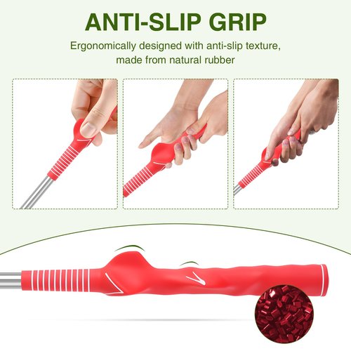 ScroRich Retractable Golf Swing Trainer, Portable Grip Trainer and Training Auxiliary Elastic Band for Beginners, Indoor & Outdoor Practice(Red)