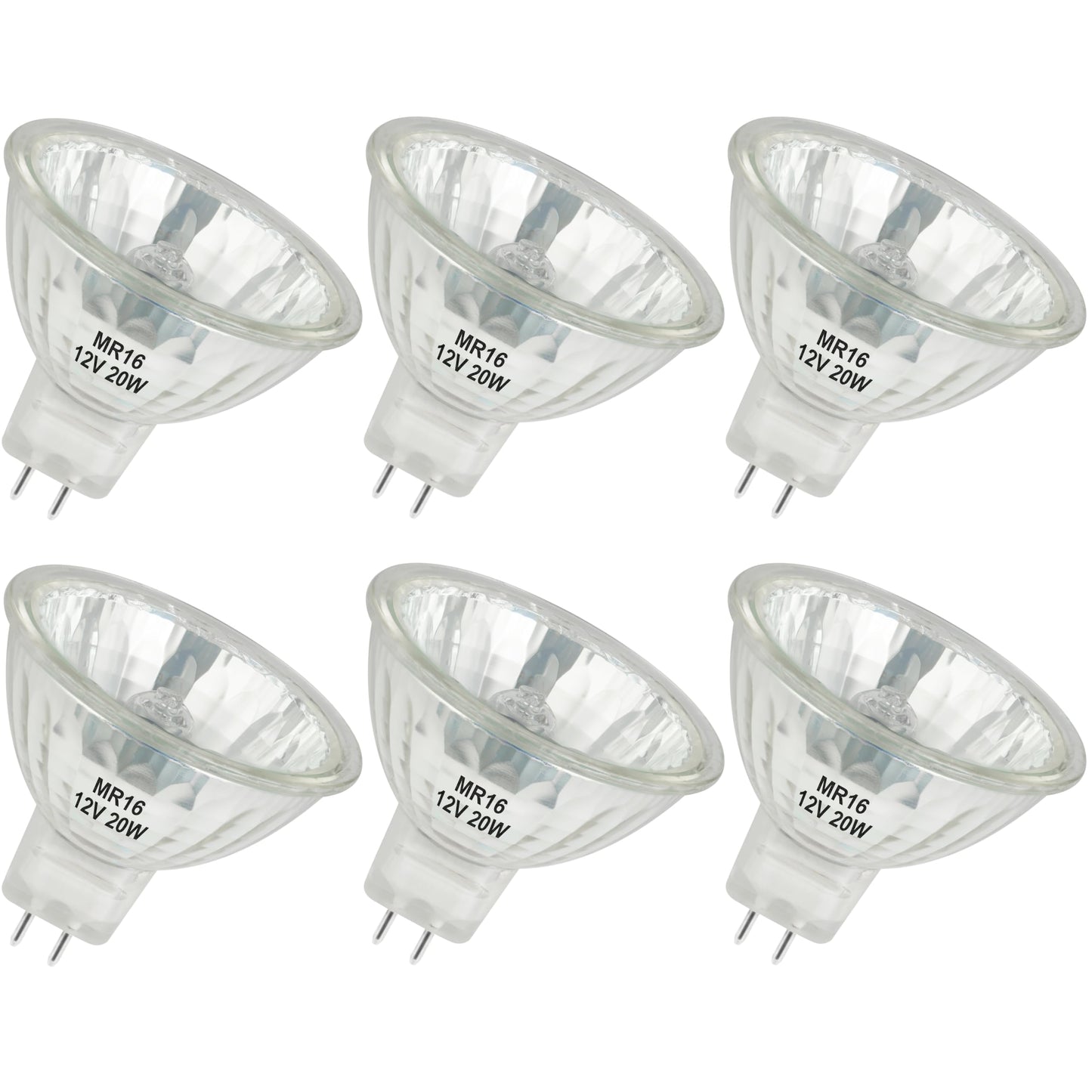 YEGRUEB MR16 Halogen Bulb 12V 20W GU5.3 Bi-Pin Base, 2800K Warm White, Dimmable, High Output for Track Light, Landscape (Pack of 6)
