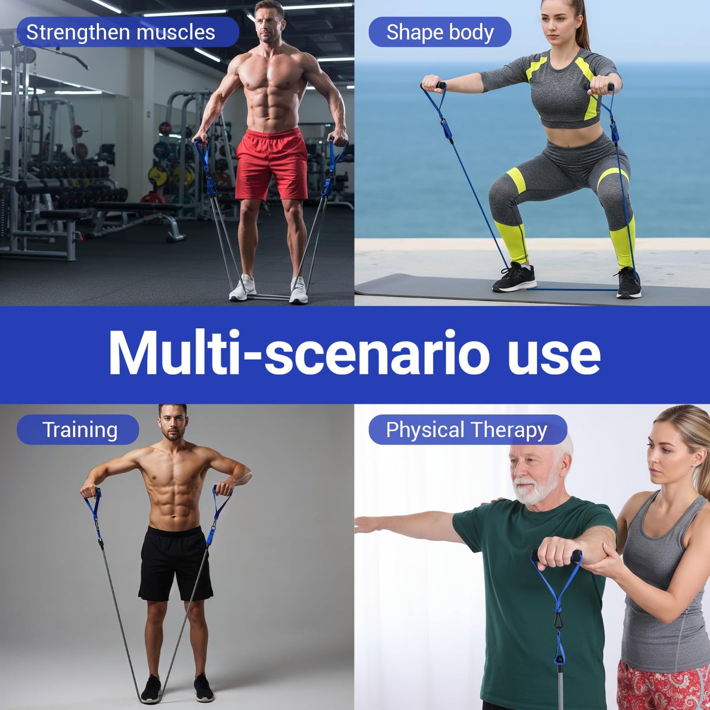 Kifmurase Heavy Resistance Bands for Working Out, 300lbs Exercise Bands with Handles, Workout Bands with Handles, Fitness Weight Bands for Men Muscle Strength Training Stretching Yoga