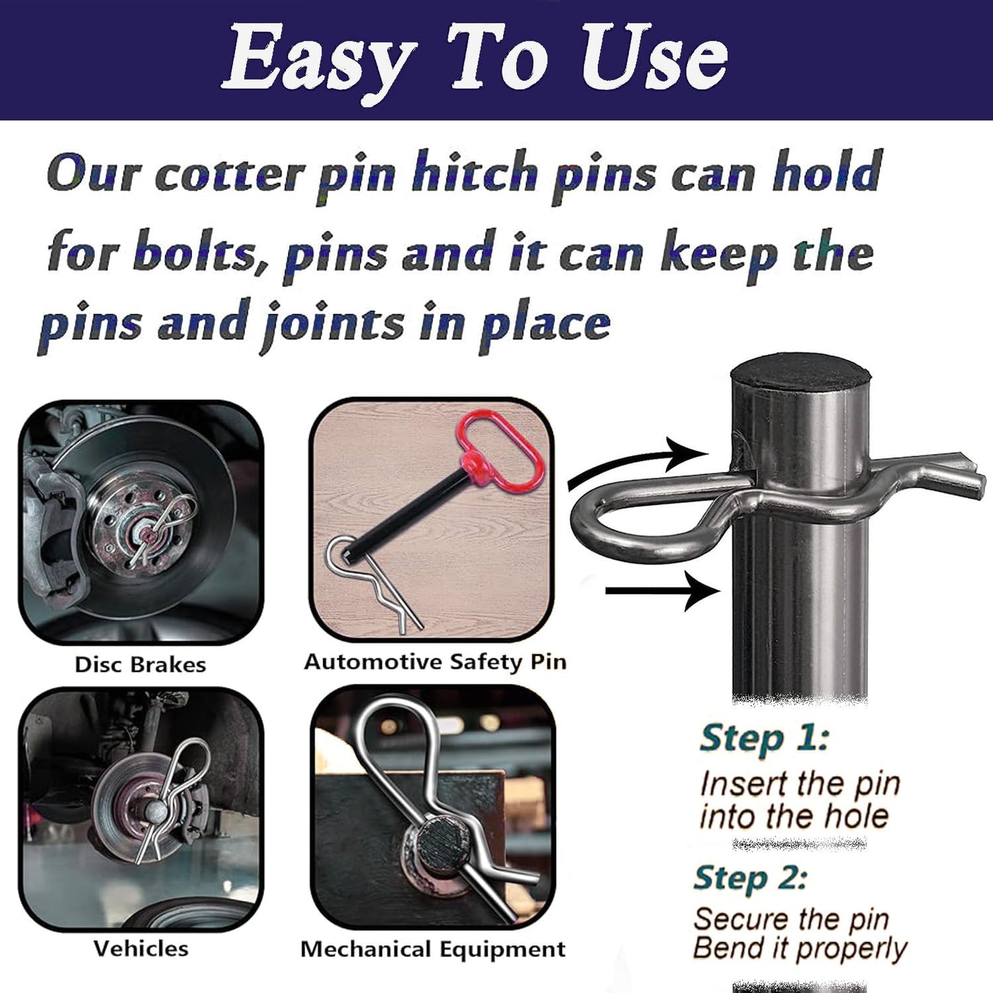 Ironking 90 Pcs 6 Sizes Stainless Steel Hitch Pin Clip R Clips Retaining Pins Tractor Cotter Pin Hair Pin Assortment Spring Clip Retainer Pins Kit for Hitch Pin Lock System, Trucks, Engine Repair