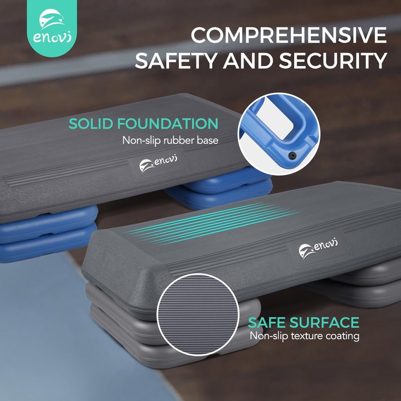 Enovi Exercise Step Aerobic Step Platform, Exercise Step Platform, Step Up Exercise Platform (Gray)