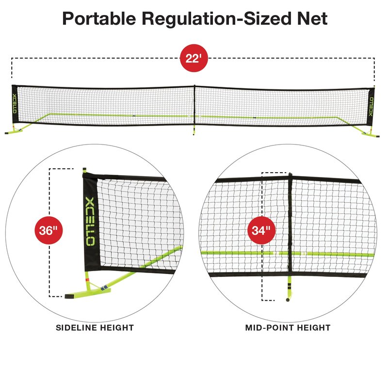 Xcello Sports Regulation Size Portable Pickleball Net System with Carry Bag