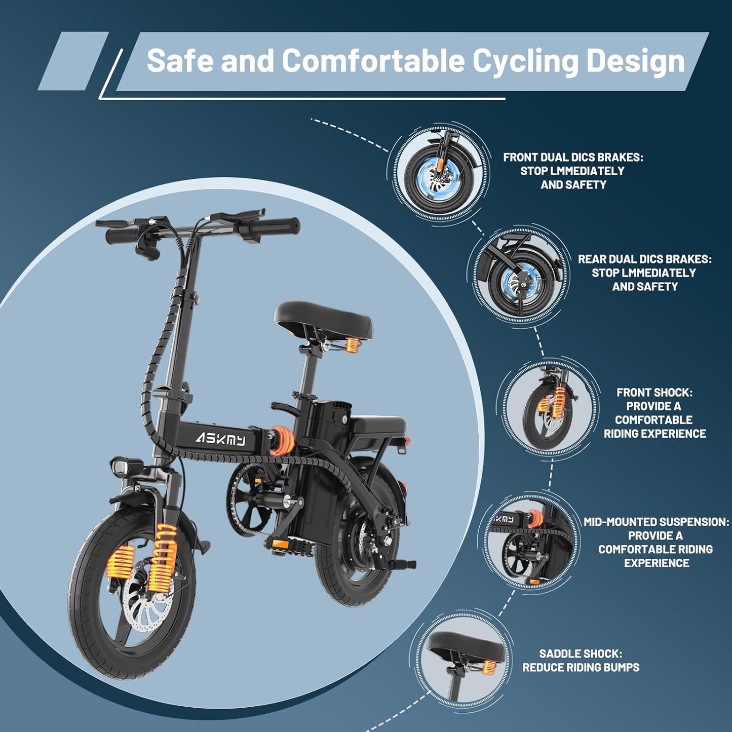 REOCRO Foldable Electric Bike - 700W Mini E-Bike with 48V Removable Battery | 30-60 Miles Range