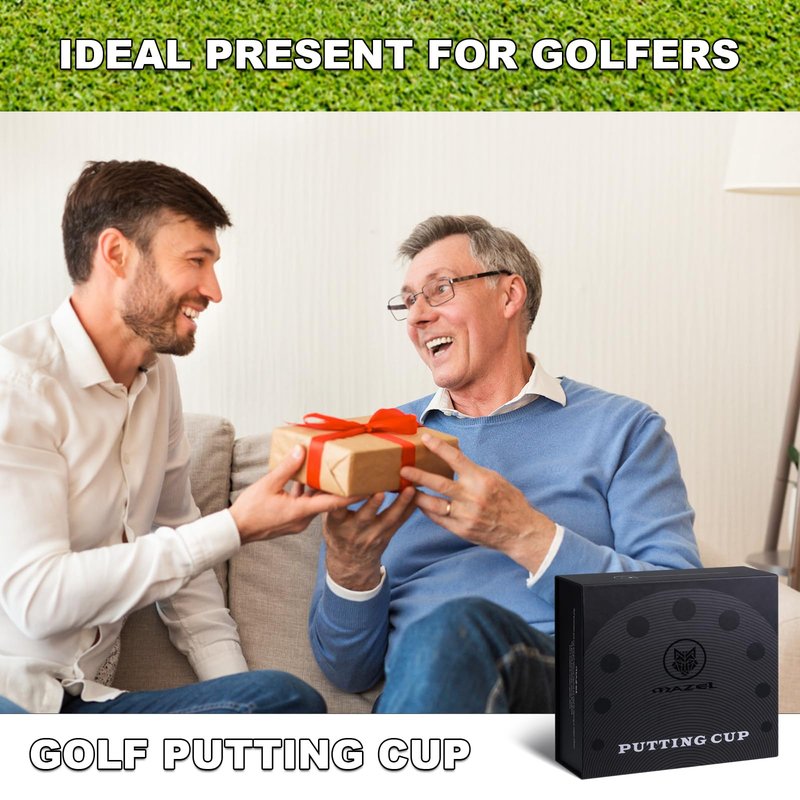 MAZEL Golf Putting Cup Hole Accuracy Trainer - Anodized Milled Aluminum Alloy Putting Training Aid for Indoor Outdoor Practice, with Carry Bag (Black)