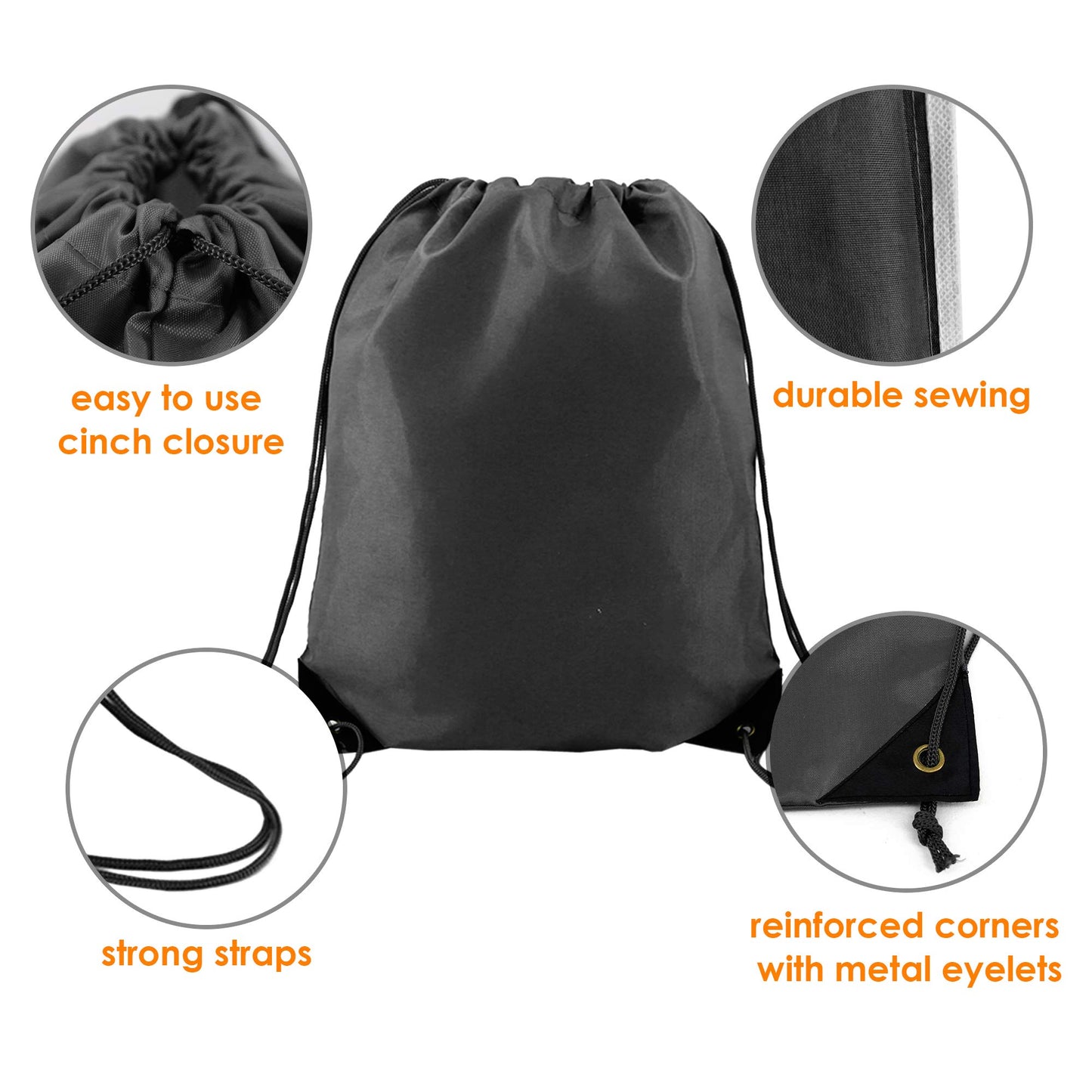 BeeGreen 24 Pack Black Drawstring Backpacks Cinch Bags Bulk Heavy Duty String Backpacks Machine Washable Sackpacks Outdoor Sport Bags for Men Women