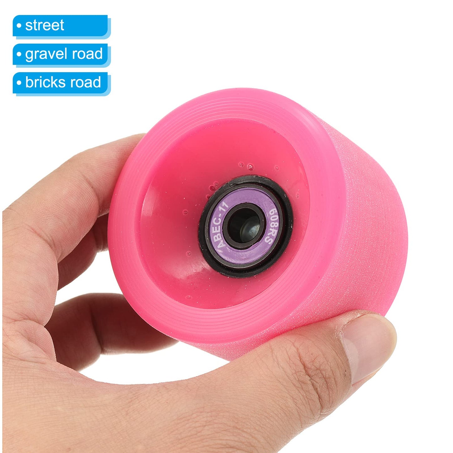 PATIKIL 65mm 78A Longboard Wheels with ABEC-11 Bearings, 4 Pack Soft Cruiser Wheels Street Wheels for Skateboards Skateboard Wheel PU Frosted, Pink