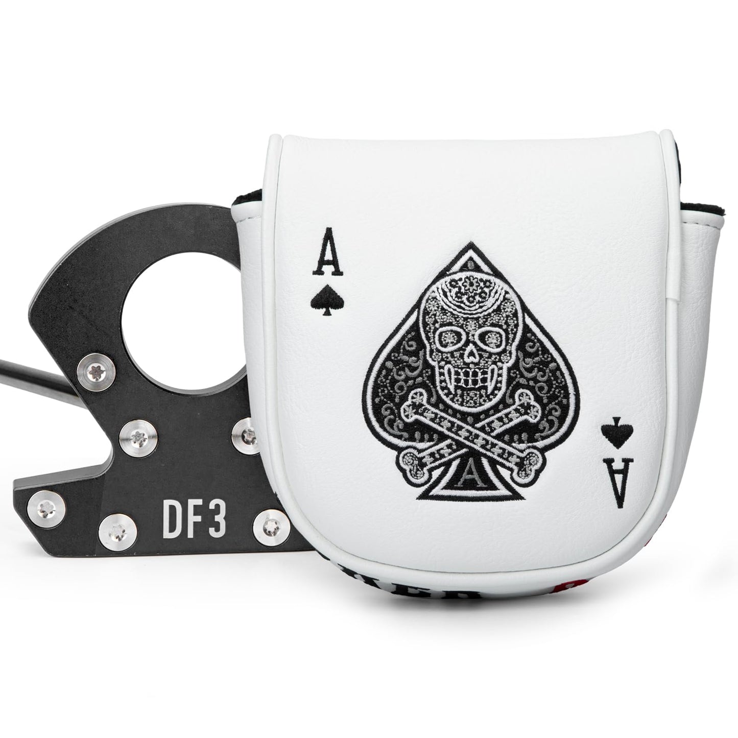 Golf Mallet Putter Cover Golf Headcover, Magnetic Closure Premium Leather Do Not 3Putt Golf Head Covers Fits Golf DF3 Putter Poker Ace Mallet Putter Headcover (Poker Ace)