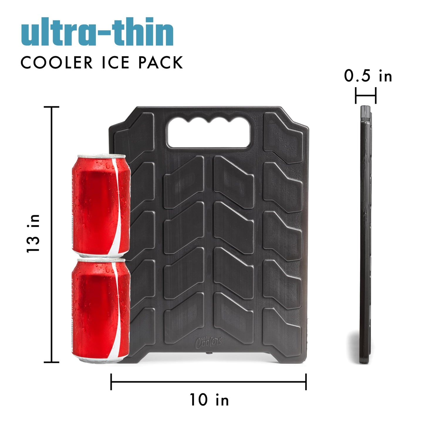Cool Coolers by Fit & Fresh XL Slim Cooler Ice Blocks, Reusable & Long Lasting XL Ice Packs for Coolers, Slim XL Ice Packs for Cooler Bags, Space Saving, Quick Freeze, 10"x 13", Black, 2PK