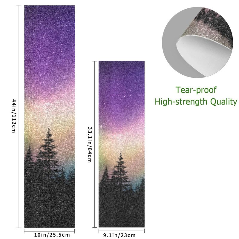 STAYTOP Aurora Over Forest Skateboard Grip Tape Sheet,Non Slip Waterproof Sandpaper Scooter Grip Tape Longboard Griptape 44×10inch