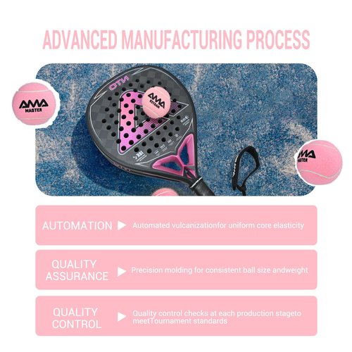 AMA SPORT Padel Balls 1 Tube of 2 Pressurized Padel Tennis Balls Meets Competitions and Tournaments Standards Suitable for Any Surface or Sites (Pink Master)