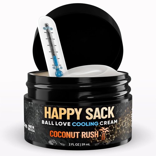 Derm Dude Happy Sack Ball Deodorant - Anti-Chafing Comfort Cream for Men | Aluminum-Free, Coconut Rush Scent, 2oz
