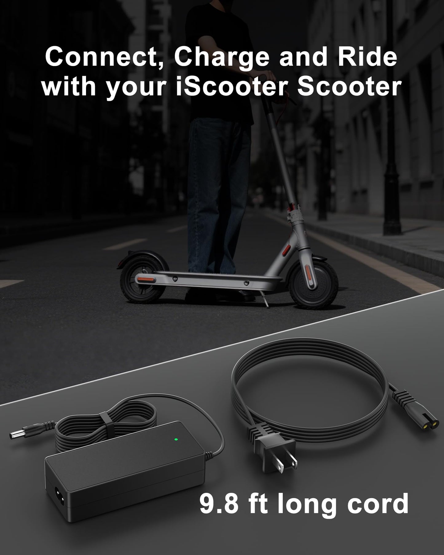 VHBW 42V 2A Electric Scooter Charger Compatible with iScooter i9 Charger for i9 i8 i8L E9D E9 Pro E9T i9 i9Pro i9Plus 1S, Also Compatible with isinwheel S9 S9 Pro S9 Max Scooter