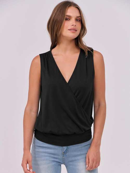 ANRABESS Women's V-Neck Tank Top - Sleeveless Wrap Blouse with Banded Hem | Stylish Summer Fashion 2026