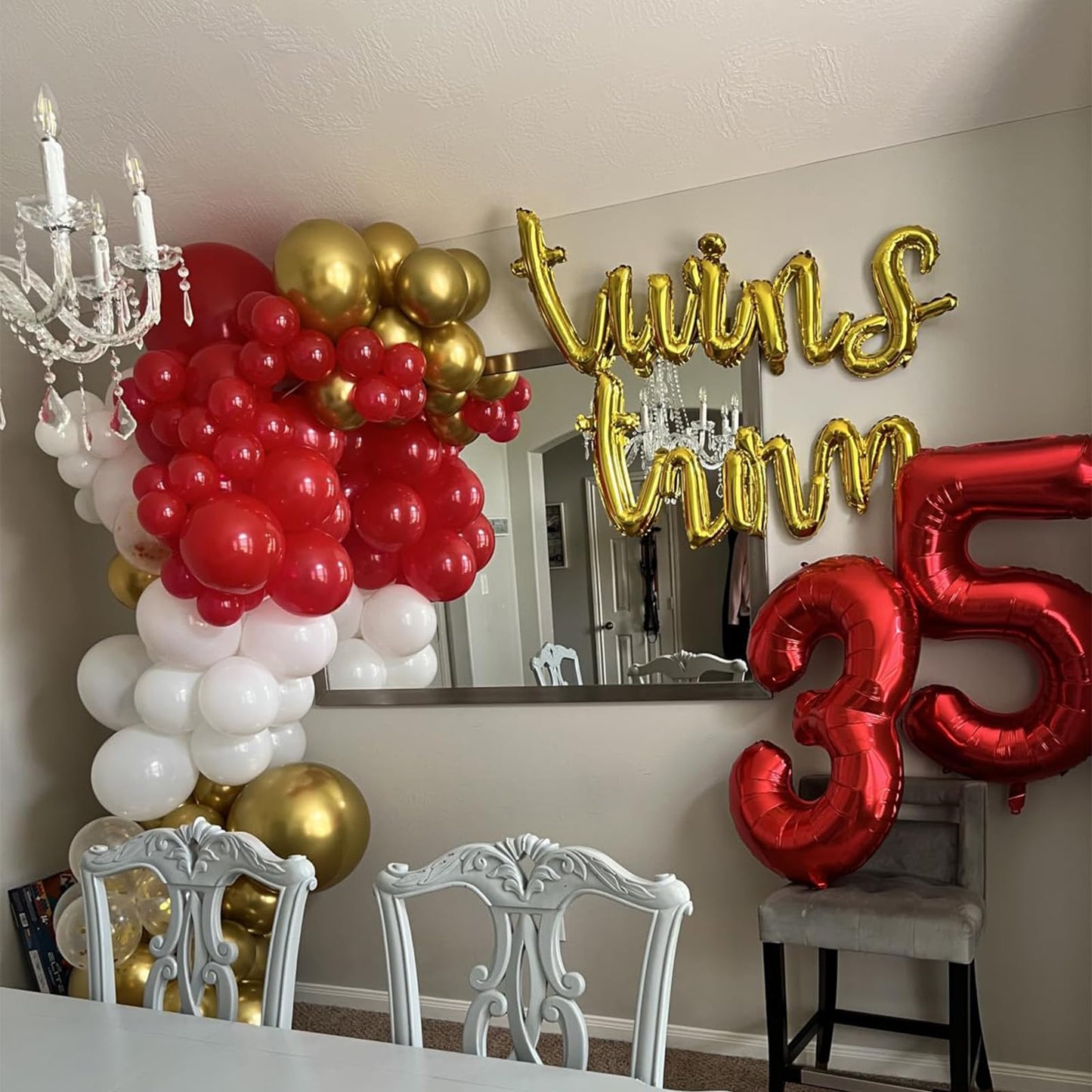 Red White Gold Balloon, 60 Pack 12 Inch Red Gold Balloon for Mother's Day Valentine's Day Women Birthday Wedding Bridal Shower Christmas Xmas Party Decorations