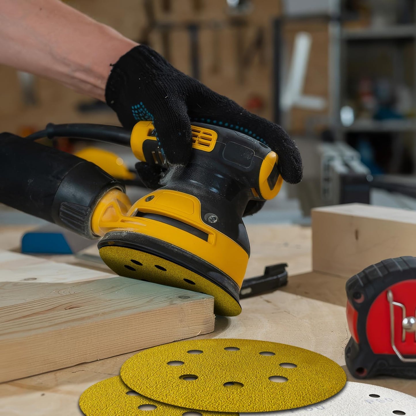 MAOKLA 60 Grit 5 Inch Sanding Discs, 8 Hole, Hook and Loop, Sandpaper for Orbital Sander, Wood, Metal, Auto（70 PCS）