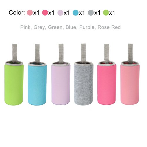 MECCANIXITY Water Bottle Sleeve 420ml Neoprene Carrier Insulated Non Slip Protective Glass Bottles Cover with Strap for Cool or Hot Drinks, Colorful 6 Pack