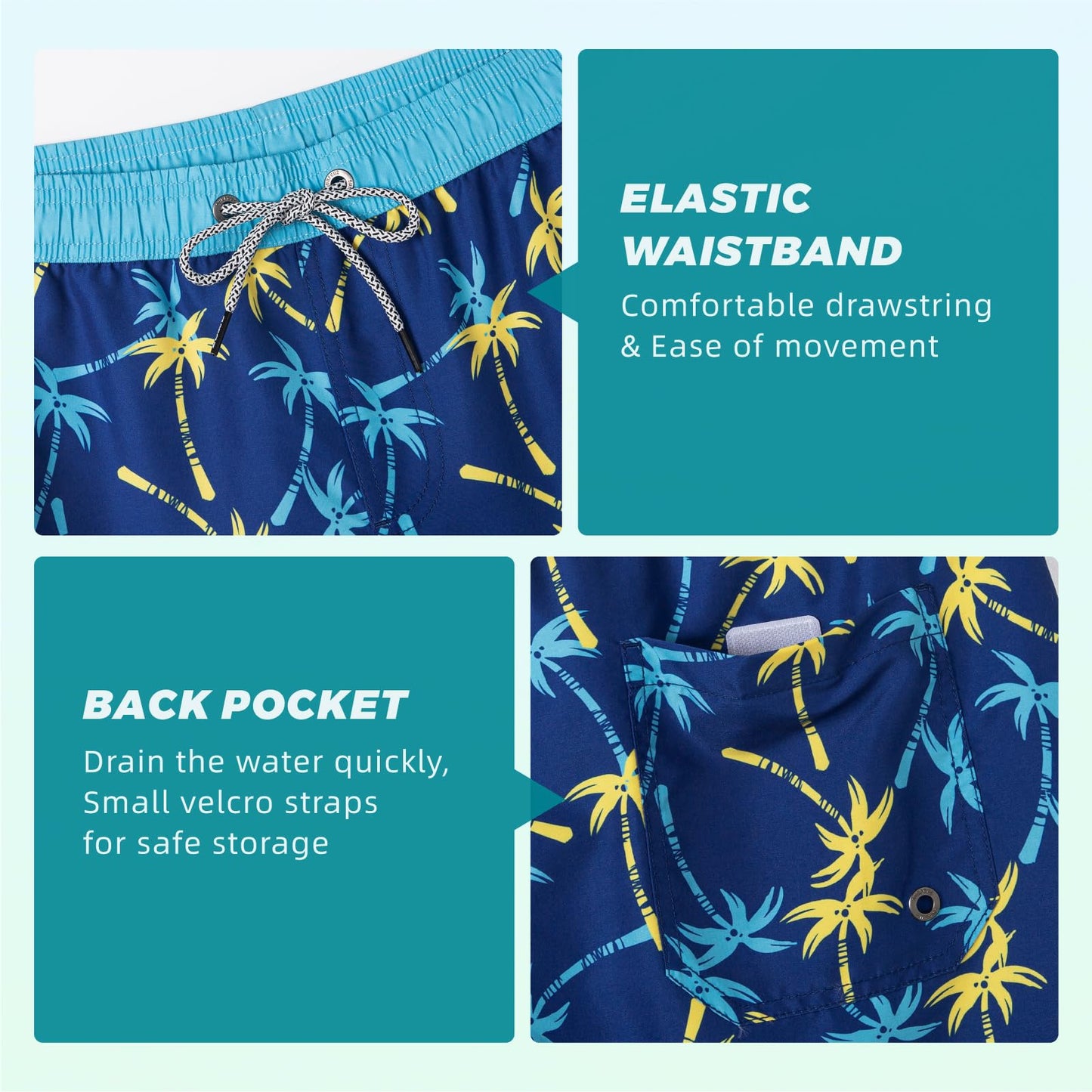 SURF CUZ Volley Shorts Swimming Trunks Quick Dry Swim Shorts, Colorful Coconuts, Small
