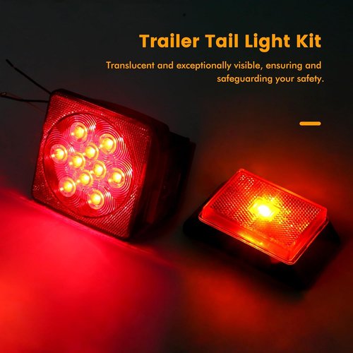 MAXXHAUL 70205 Trailer Light Kit - Waterproof 12V LED Lights for Trailers & Boats | Red