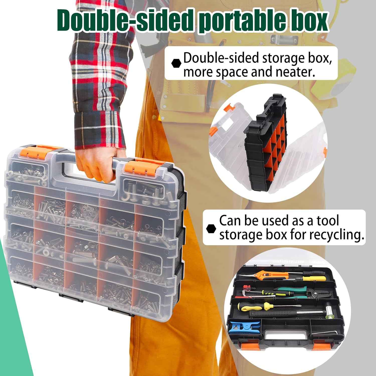 2002PCS Stainless Steel Hardware Assortment Kit - Metric & SAE Screws, Nuts, Bolts & Washers with Organizer Box