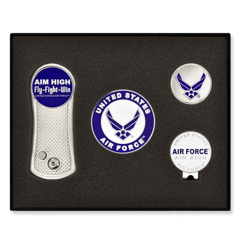 PinMart's Officially Licensed Air Force Golf Essentials Gift Set, Golf Divot Tool, Hat Clip, Magnetic Ball Markers, Large Ball Marker with Presentation Box - Gifts and Accessories