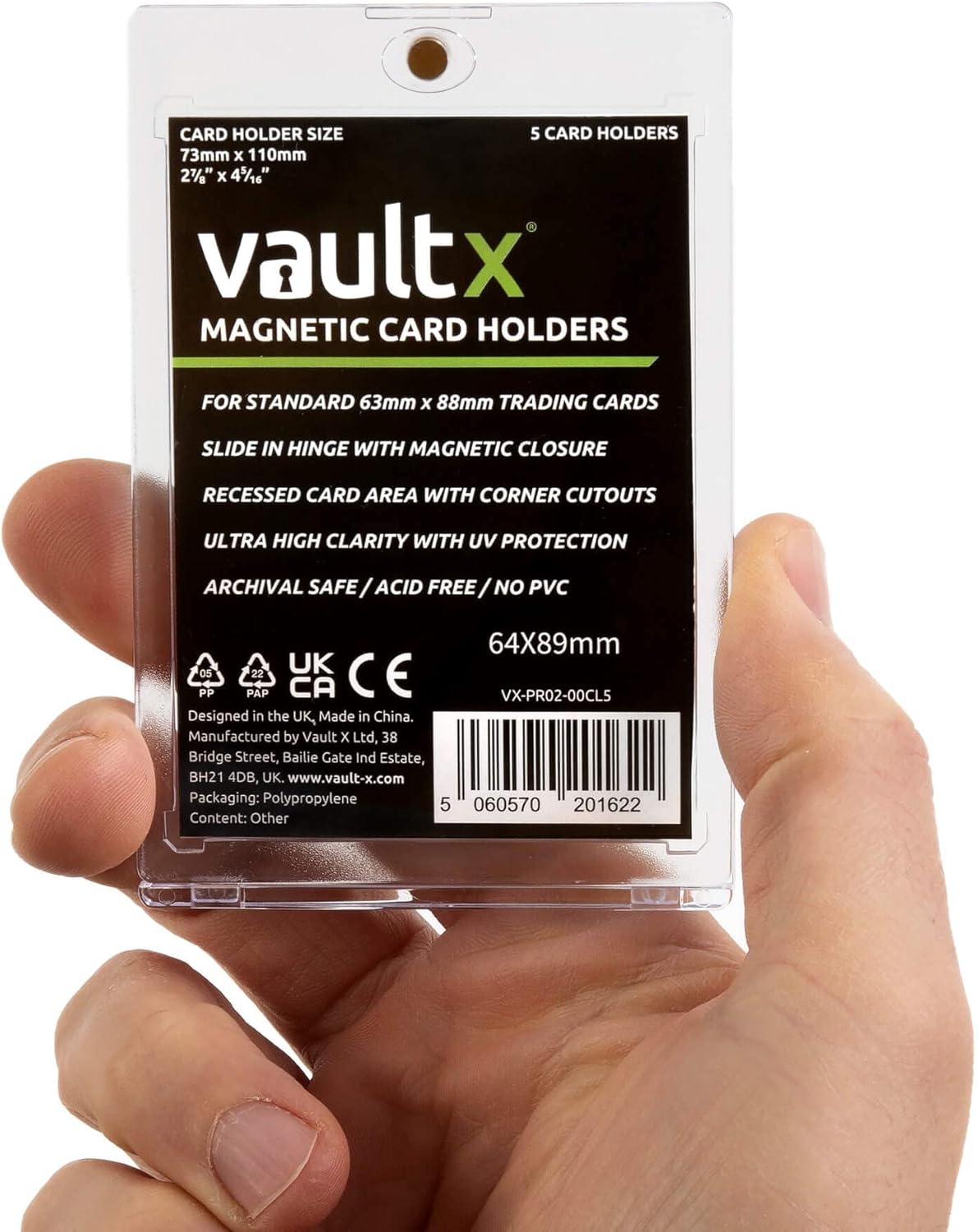 Vault X Magnetic Card Holders - 75pt One Touch Hard Cases with UV Protection | Clear Display for Trading Cards (5 Pack)