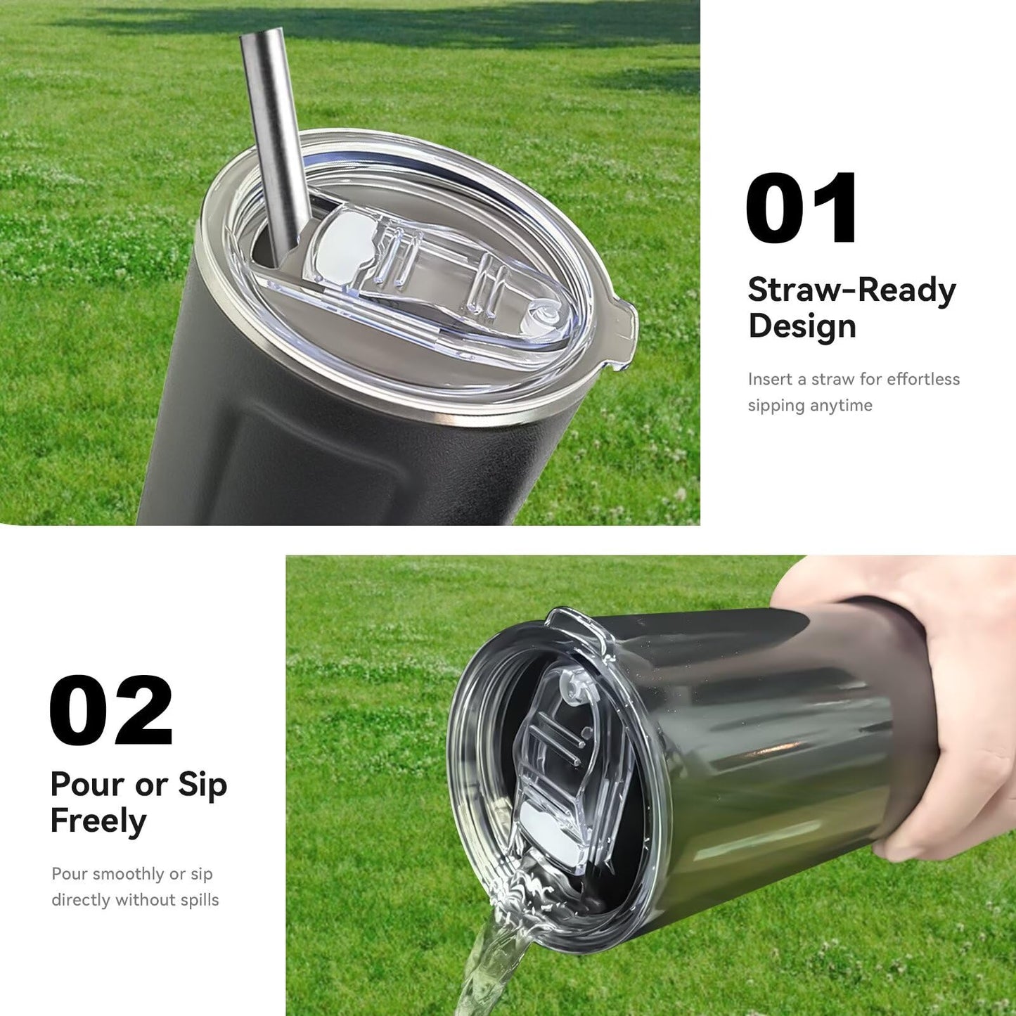 SUNRAYNEST Tumbler Lid Replacement 2 Pack for 20 oz Tumblers, 3.2" Mugs