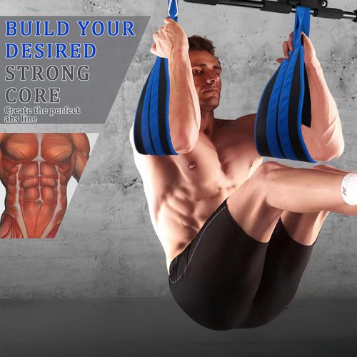 Hanging Ab Straps For Pull Up Bar, Exercise Equipment For Rip Resistant And Padded Arm Support For Ab Workout, Ab Sling Straps For Knee & Leg Raises, For Men And Women (Blue)