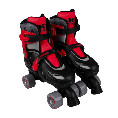 Hyper Youth Boys 2-in-1 Adjustable Roller Skates – Red/Grey, Convert Between Inline & Quad for Versatile Fun, Easy Push-Button Fit Adjustment, Durable Construction, Smooth Rolling Wheels & Dual Brakes