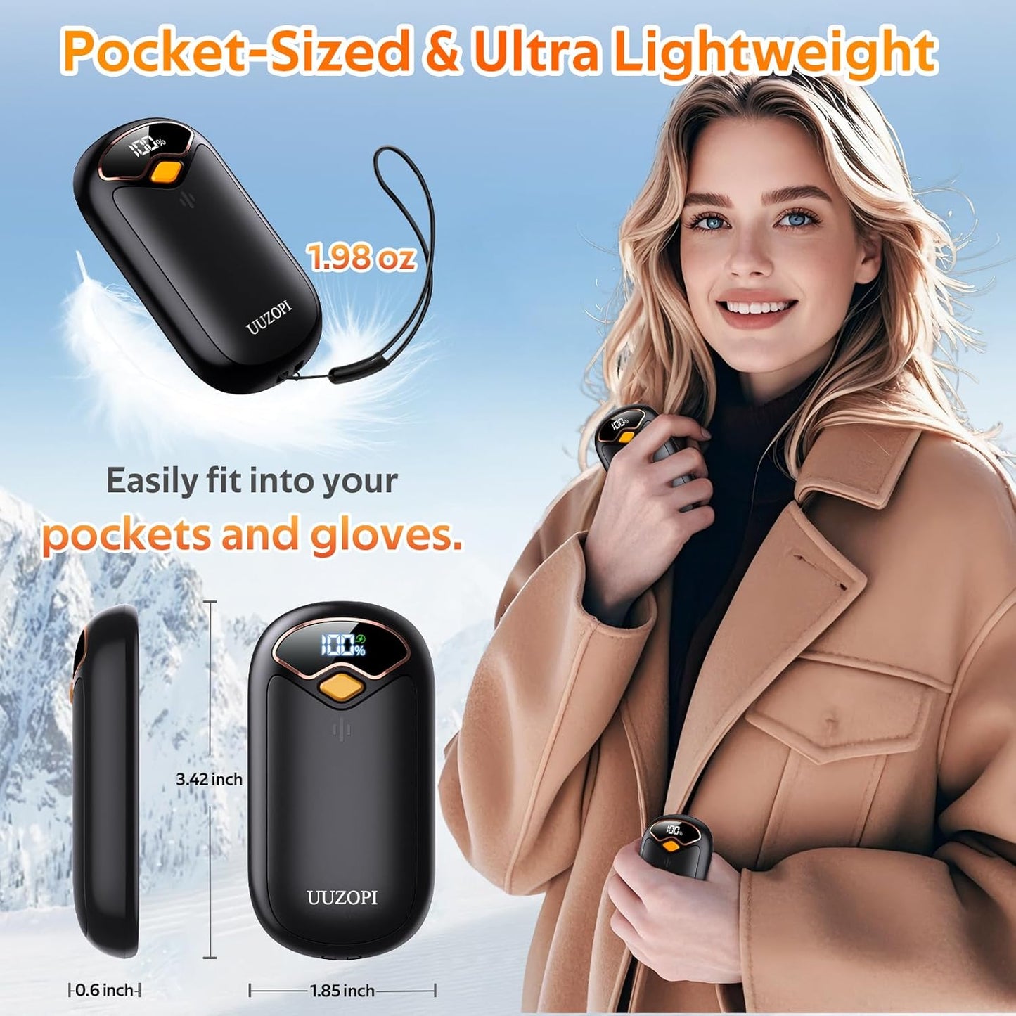 Skiennix Rechargeable Hand Warmers - 2 Pack Magnetic Electric Heater with LED Display & 4 Settings | Portable Fast Heating for Golf, Hunting, Camping Essentials