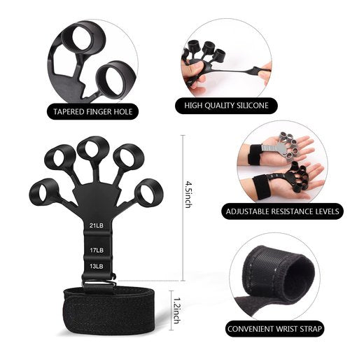 13 PCS Grip Strength Trainer Kit, Hand Gripper Strengthener, Forearm Strengthener, Finger Strengthener, Finger Exerciser, Stress Relief Ball, Forearm Workout Ring for Muscle Building and Injury Recover