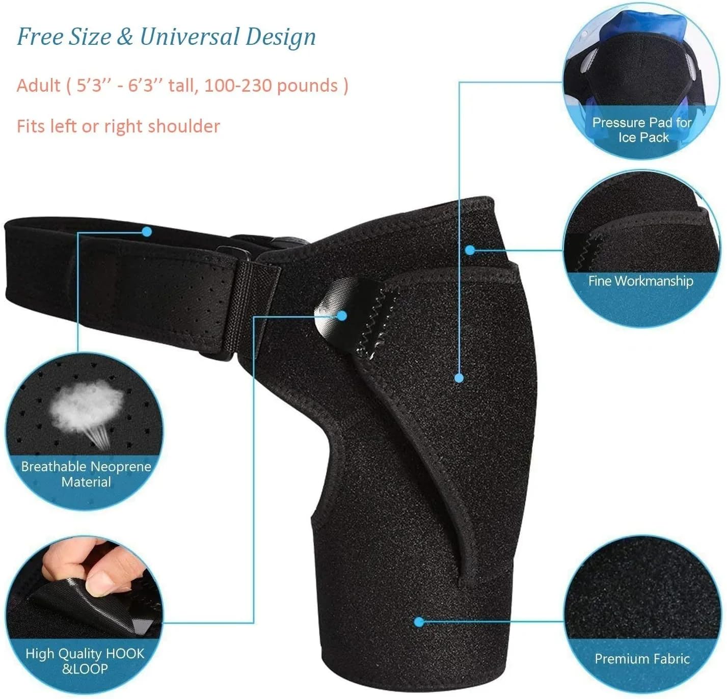 XiangAi Unisex Shoulder Brace for Recovery Shoulder, Adjustable Shoulder Support for Rotator Cuff, AC Joint Pain Relief, Shoulder Injuries. Perfect Fit Shoulder Compression Sleeve(Pink)