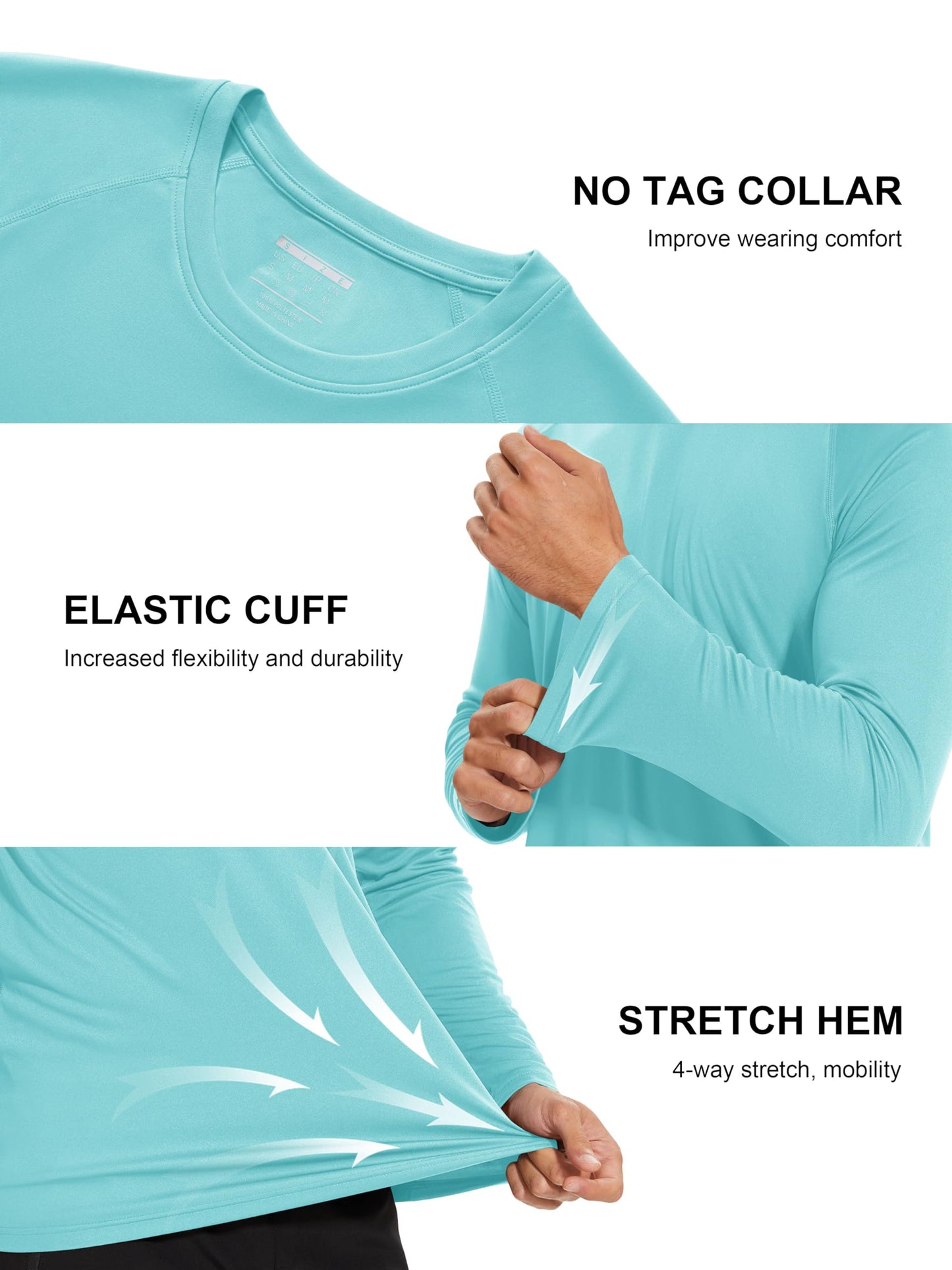 MAGCOMSEN Men's Long Sleeve Shirts UPF 50+ UV Sun Protection Athletic Shirts for Hiking Running Workout Rash Guard