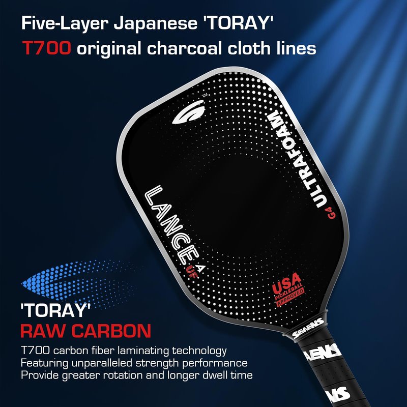 SEAENS Pickleball Paddles, USAP Approved, Five-Layer T700 Carbon Fiber, Gen 4 Pickleball Paddle with a 14mm 100% UltraFoam Core for Ultimate Spin & Consistency, Tournament Level Rackets