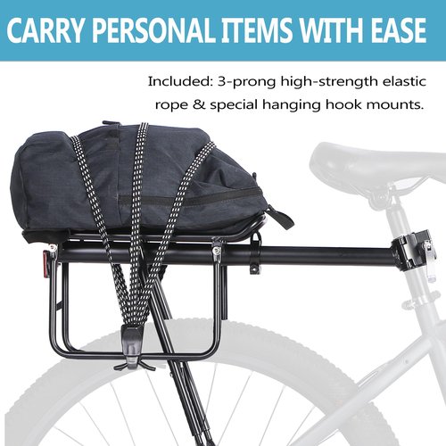 YONTUO Rear Bike Rack,Bike Cargo Rack,Soft Hanging pad，Large Size Protection Brackets and Reflective,Adjustable,Universal,Fit 24" to 29" Bike Frames,BCR09