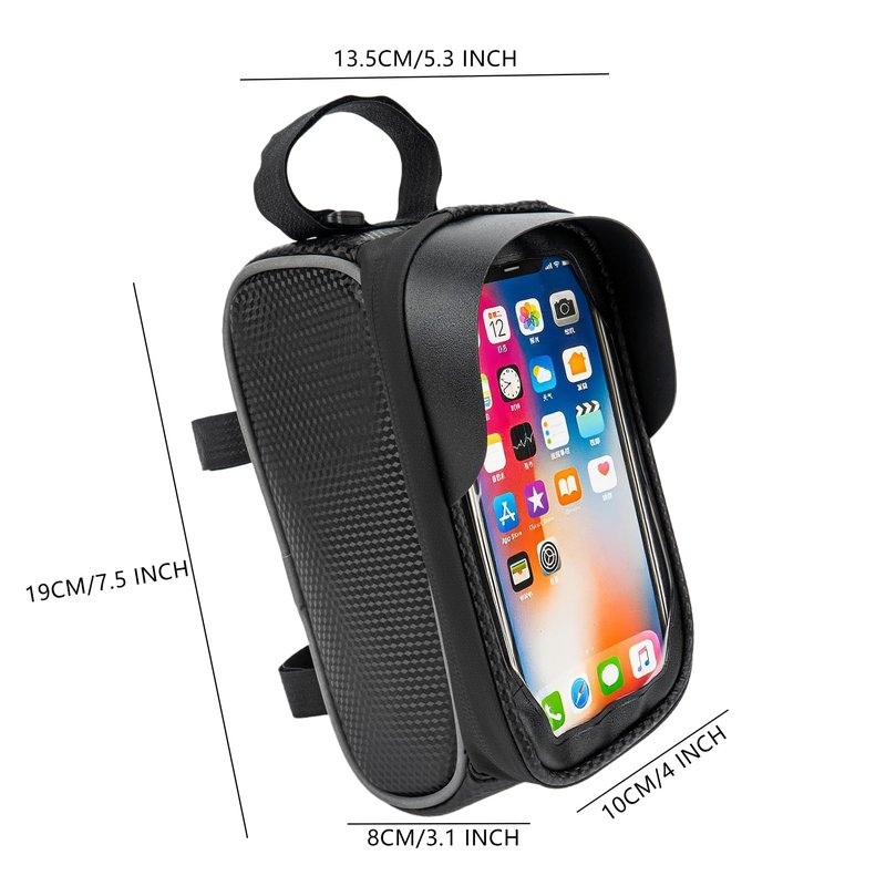 RidingRush Waterproof Bike Phone Bag – Touchscreen Frame Bag for Phones up to 7 Inches, Reflective Strips, Earphone Hole, Easy Install for Cyclists Who Demand Performance