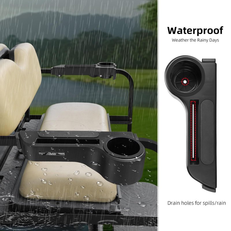 Roykaw Golf Cart Armrest with Cup Holder Compatible with EZGO/Club Car/Yamaha & Most Brand, Universal Golf Cart Rear Seat Arm Rests with Phone Holder, No Drilling, Fit 1.0"/1-1/4" Square Frame