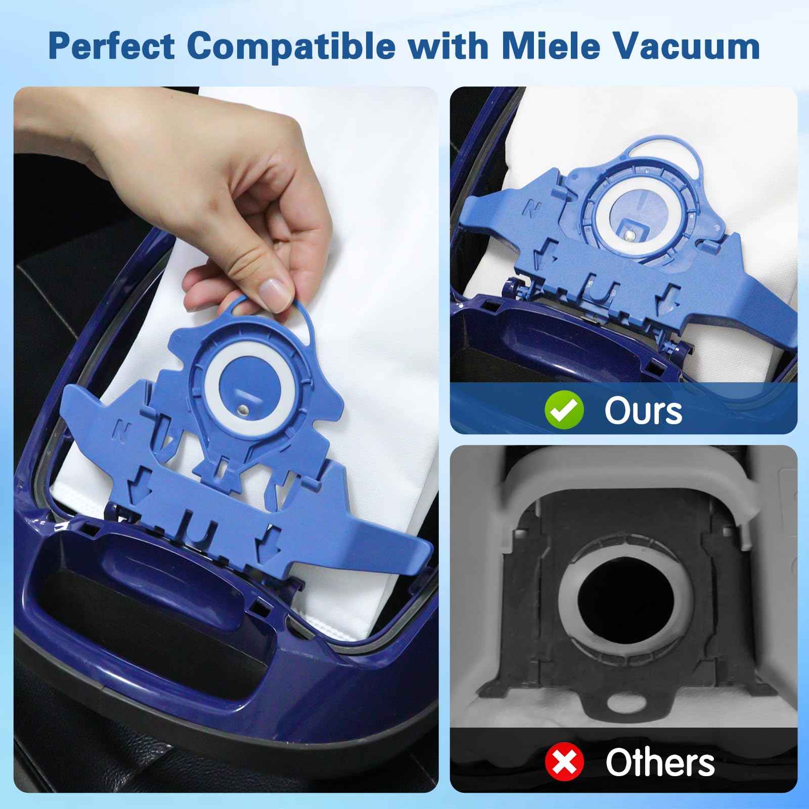 12 Pack 3D Airclean Dust Bags Compatible with Miele GN Vacuum Cleaner Bags for Classic C1 Complete C2 Complete C3 S2 S5 S8 S400i S600 S800 Series with 4 Motor Filters, 4 Exhaust Filters