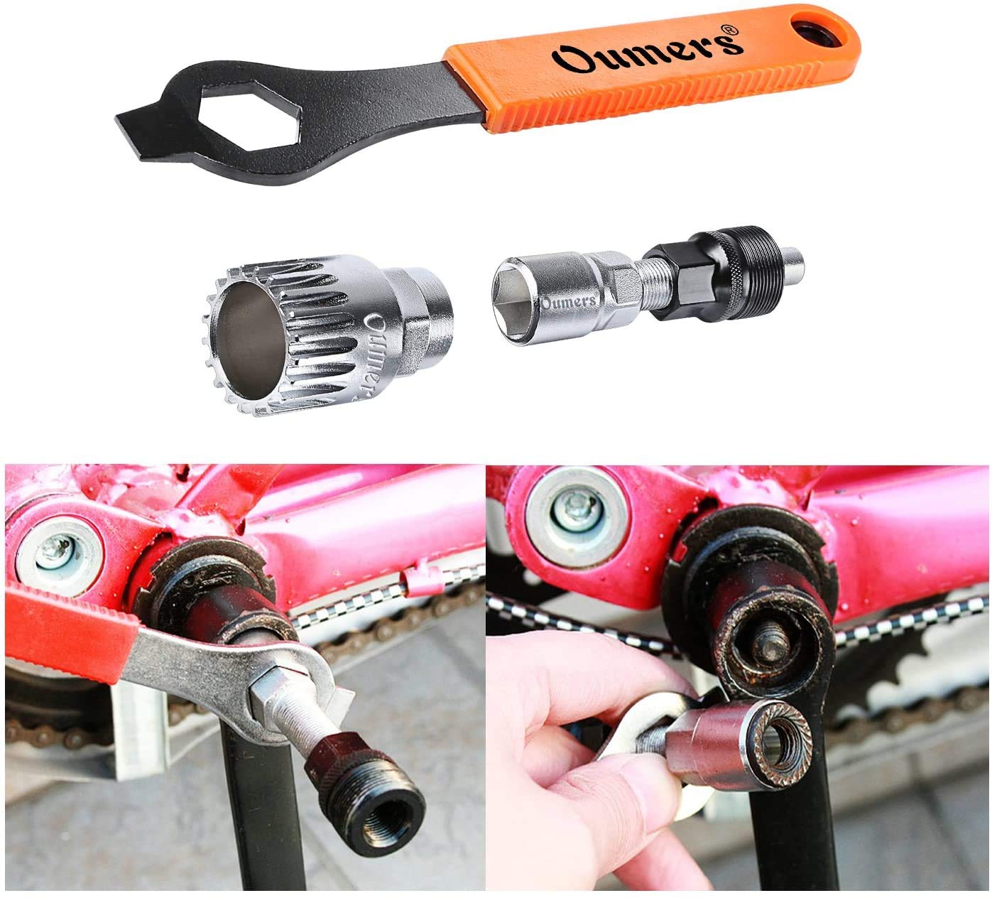 QKURT Bike Pedal Wrench+Bike Crank Extractor + Bike Bottom Bracket Remover + Spanner Wrench, 4 PCS Professional Bicycle Pedal and Crank Arm Removal Tool