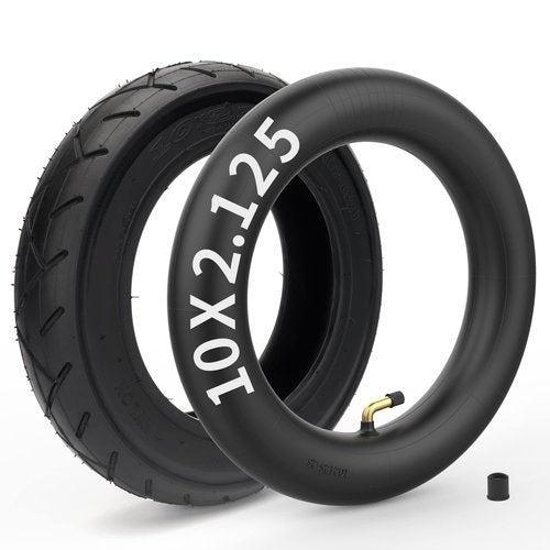 10x2.125 Tire and Inner Tube with 0° Valve Stem Compatible with Self Balancing Scooter, Smart Electric Bike, Bicycle, Tricycle, Stroller Replacement Wheels for 10-inch Tires with 6-inch Rims