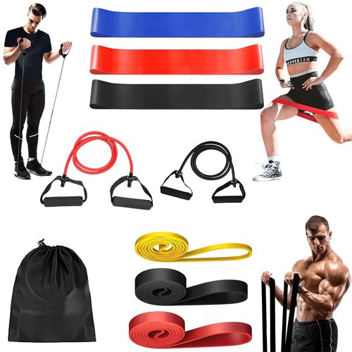 8-Piece Resistance Band Set for Home Workout with Pull-Up Assistance Loop and Booty Bands with Handles Ideal for Full-Body Strength Training Glute Activation and Stretching Fitness Kit