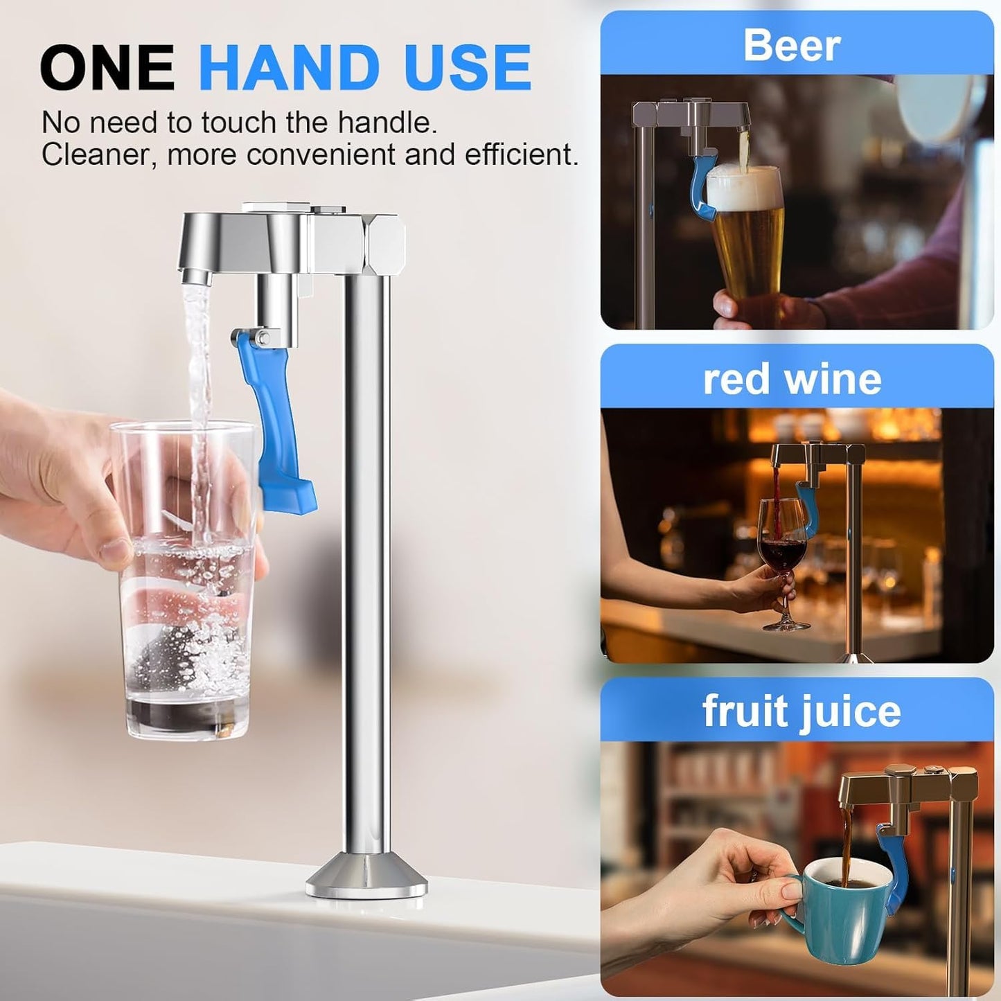 TYRRDE Glass Filler Faucet, 9-Inch Stainless Steel Push-Back Glass Filler Faucet Deck Mount Pedestal Water Station, Drinking Water Filling Tap for Bar Hotel Restaurant Cafes